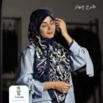 روسری ابریشم طرح دار - تصویر 3