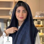 شال سورمه ای کشمیر طرح برند - تصویر 7