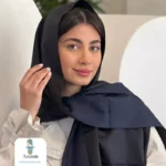 شال سورمه ای کشمیر طرح برند - تصویر 11