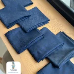 شال سورمه ای کشمیر طرح برند - تصویر 15