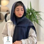 شال سورمه ای کشمیر طرح برند