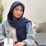 شال سورمه ای کشمیر طرح برند - تصویر 5