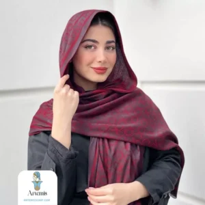 شال کشمیر زرشکی طرح CK