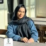 شال سورمه ای کشمیر طرح برند - تصویر 17