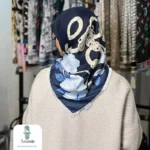 روسری ابریشم ژاکارد حاشیه سوزنی - تصویر 2