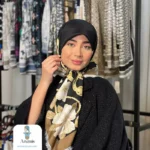 روسری ابریشم ژاکارد حاشیه سوزنی