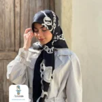 روسری ابریشم حاشیه سوزنی قواره ۱۲۰ طرح زنجیری - تصویر 6