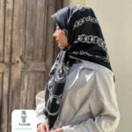 روسری ابریشم حاشیه سوزنی قواره ۱۲۰ طرح زنجیری - تصویر 8