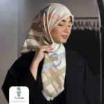 روسری ابریشم حاشیه سوزنی قواره ۹۰ - تصویر 3