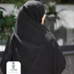 روسری مشکی طرح برند قواره 140 - تصویر 6