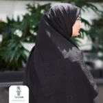 روسری مشکی طرح برند قواره 140 - تصویر 9